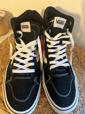 Vans Black and White High-Top Skate Sneakers